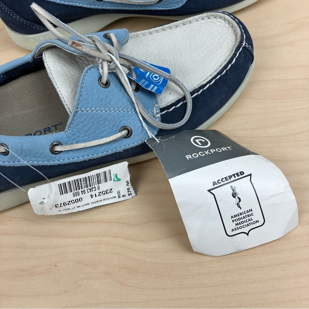 Rockport Men’s Size 8.0 M Classic 2 Eye Leather Boat Shoes Blue Navy White - Picture 12 of 12